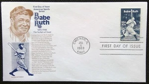 Scott 2046 FDC Babe Ruth George Herman Baseball Yankees Braves Aristocrat Cachet - Picture 1 of 3
