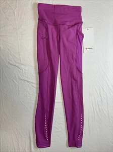 Lululemon Fast Free HR stretto 25” tasche rosa taglia 0 nuovo con etichetta - Foto 1 di 7