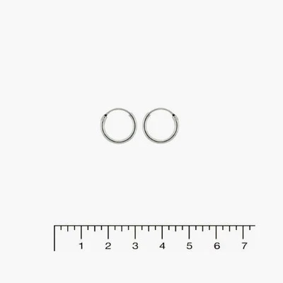 Silver Tiny Continuous Hoop Earrings Sterling Silver 925 Jewelry 1.5 mm x 12 mm - Image 1 of 3