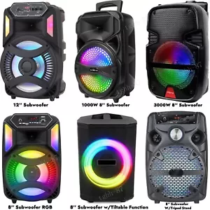 Portable Bluetooth Speaker 8"/12" Subwoofer Heavy Bass Sound Party System W/ Mic - Picture 1 of 29