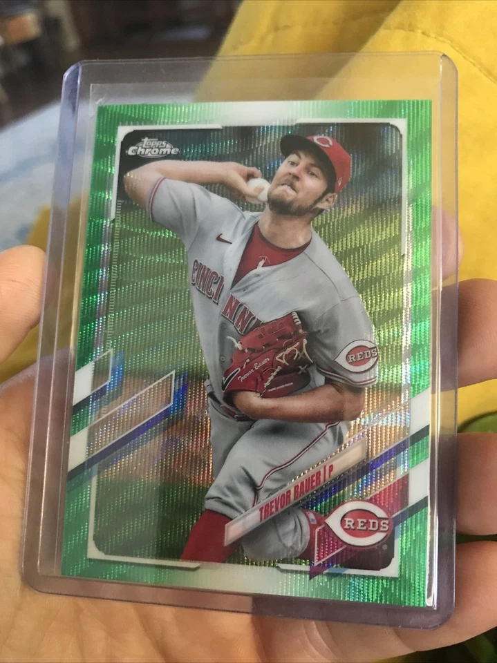 2021 Topps Chrome Ben Baller Green Refractors #77 Trevor Bauer #/99 - Image 1 of 2