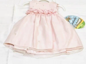 Cindrella Baby Pink With Pearls and Rosettes Dress Special Occasion Size 6M NWT - Picture 1 of 18