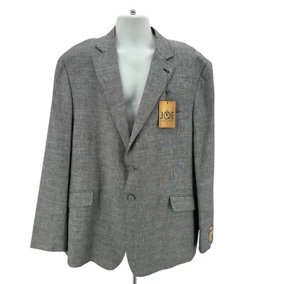 NUEVO Blazer Joseph Abboud Joe Para Hombres 52L Calce Ajustado Mezcla de Lino Elastizado Negro Blanco Foto 1 de 4