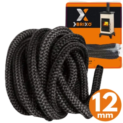 BRIXO GUARNIZIONE TERMICA IN FIBRA DI VETRO IGNIFUGA PER STUFA CAMINO 12 mm x 2,5 mt