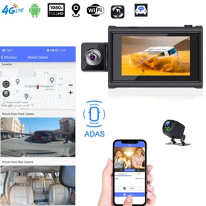 4G LTE WIFI Car Dash Cam 1080P Vehicle GPS Navi ADAS Android Rear View Monitor - Picture 1 of 12
