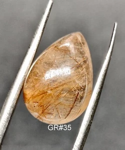 Natural Golden Routile Gemstone Cabochon Top Quality Rutile Pear Shape - Picture 1 of 5
