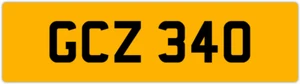 GCZ 340 G 3x3 DATELESS PRIVATE NUMBER PLATE GAZ GAV GEO GUS GUY GRACE GEM GED GS - Picture 1 of 1