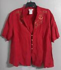 Womans R And K Short Sleeve Button Down Red Blouse Topsize 18W