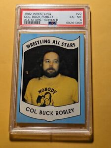 1982 Wrestling All Stars #27 Col Buck Robley (PSA 6 EX-MINT) Vintage NWA RARE!