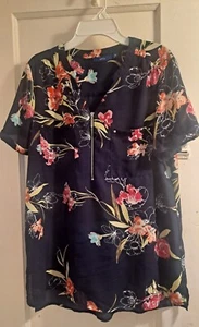 PreOwned GENTLY USED APT 9 WOMEN'S SHORT SLEEVE FLORAL BLOUSE SIZE M MEDIUM - Picture 1 of 4