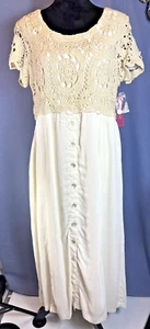 Mix Nouveau Boho Maxi Dress Crocheted Bodice 14P - Picture 1 of 11