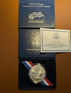 2008-S U.S Mint Bald Eagle Commemorative Coin Silver Dollar Bullion Uncirculated - Picture 1 of 1