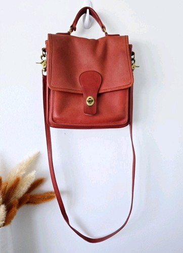 Borsa a tracolla Coach Station vintage in pelle rossa borsa a mano (USA) 5130