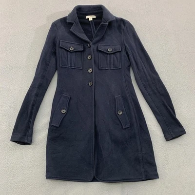 James Perse Coat Womens XS Navy Cotton Long Button Front Jacket Style CO83J - Image 1 of 4