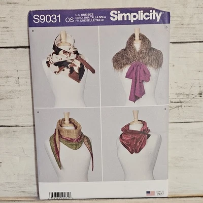 Simplicity Pattern S9031 Misses Scarves 4 Styles One Size Accessories UNCUT FF - Image 1 of 4