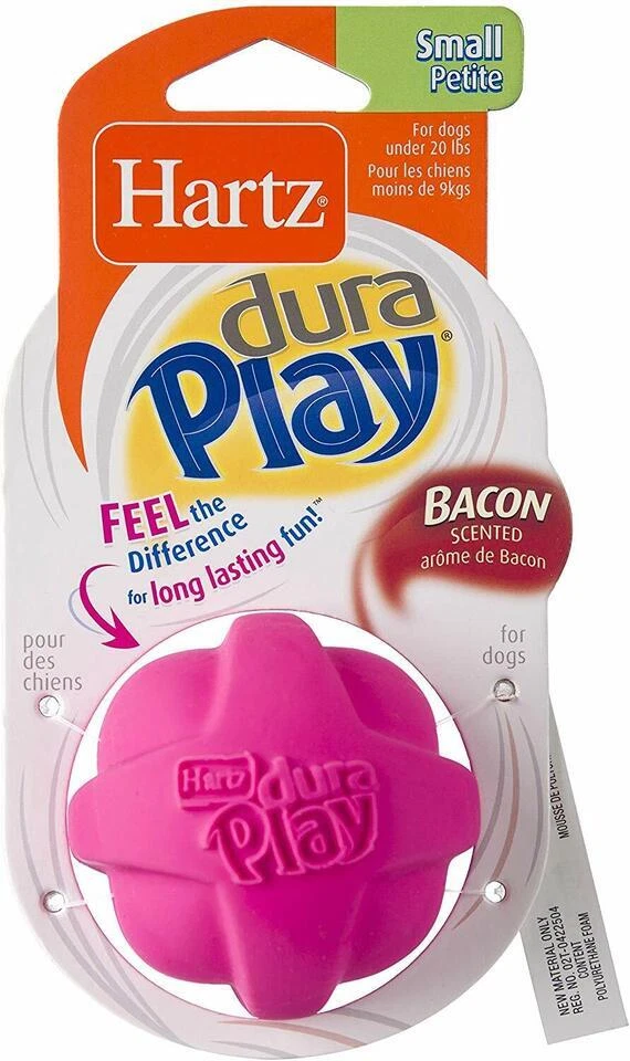 Hartz Dura Play Small Latex Dog Ball Toy, Bacon Scented