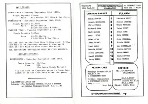 Crystal Palace v Fulham Reserves programme 14.9.1988 - Picture 1 of 2