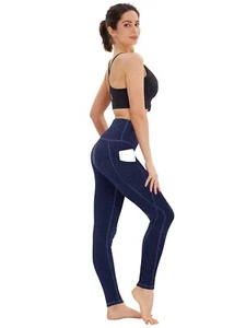with Pockets for Women Reg Plus Size Yoga Pants High Waist Tummy Compression - Picture 1 of 5