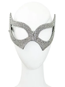 Crystal Rhinestone Cat Eye Mask Women's Venetian Fetish Masquerade  - Picture 1 of 4