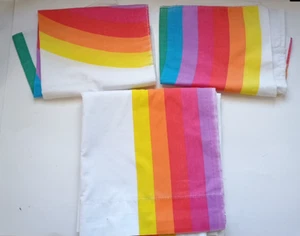 Wamsutta Flat Sheet Queen Bold Primary Color Flat Sheet+2 Pillow Cases Pride Vtg - Picture 1 of 11