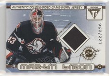 2001 Pacific Private Stock Titanium Variation Martin Biron Miroslav Satan Patch
