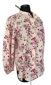 J Crew Classic Fit Collarless Puff Sleeve Shirt Top Budding Floral Women’s Sz 10 - Picture 1 of 12