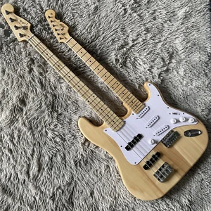 6+4 String Double Neck Electric Guitar Natural Chrome Hardware Maple Fretboard - Picture 1 of 8