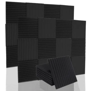 Wedge Acoustic Wall Panels Tiles Studio Sound Proofing Insulation Black Foam UK - Picture 1 of 8