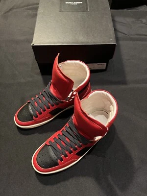 SAINT LAURENT COURT CLASSIC HIGH TOPS SL/10H SNEAKERS SHOES SIZE 39 9 AUTHENTIC - Image 1 of 4