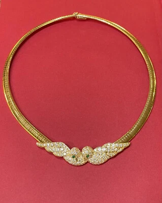 Collar Van Cleef & Arpels 18K Diamante Amarillo Esmeralda Lovebirds Dos Pájaros Foto 1 de 4