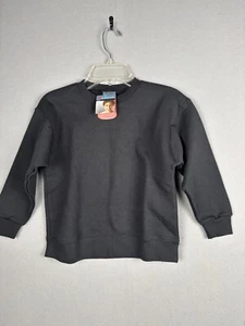 Hanes Premium Sweatshirt Youth XS 4/5 Black Crewneck Long Sleeve Vintage 3688 - Picture 1 of 14