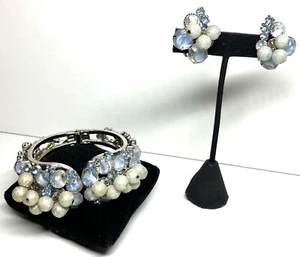 D & E Delizza & Elster Juliana Blue Givre Glass Rhinestone Bracelet Earrings Set - Picture 1 of 8