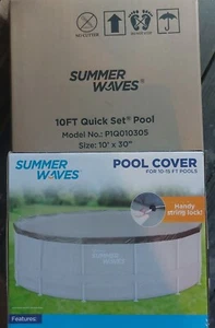Summer Waves 10'x30" ,10FT Quick Set Pool and Pool Cover NEW - Picture 1 of 4
