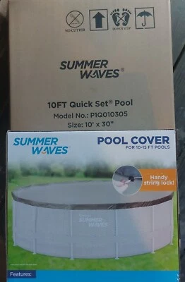 Cubierta de piscina y piscina Summer Waves 10'x30", 10 pies de ajuste rápido NUEVO Foto 1 de 4