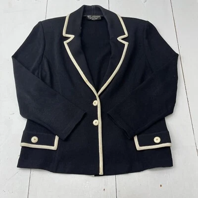 Vintage St John Black Knit Blazer With White Trim Women’s - Image 1 of 4