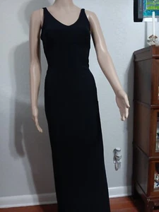 Evolution Black V Neck Maxi Dress Vintage 90s Sz S - Picture 1 of 3
