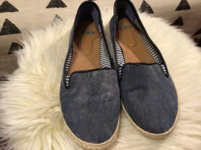 Yuu Zapatos Mujer 8M Geniva Planos Sin Cordones Alpargata Mocasín Informal Tela Azul Foto 1 de 4