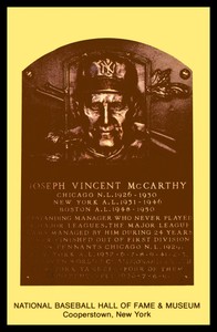 Cooperstown Hall of Fame Postcard Joe McCarthy HOF Mint