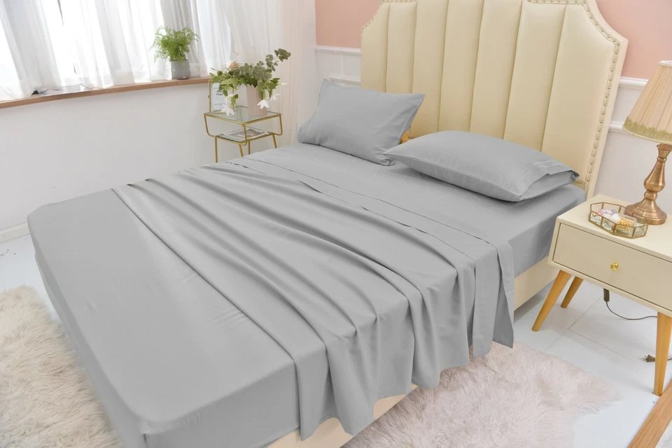 California King Size Bamboo Sheets Set Softer than Egyptian Cotton Deep Pockets - Image 1 of 4