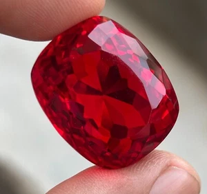 56 Ct Certified Maxican Red Fire Opal CUSHION Cut Translucent  Loose Gemstone - Picture 1 of 12