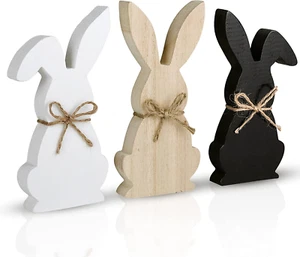 Easter Decorations for the Home, 3 Pcs Easter Bunny Wooden Table Centerpiece Sig - Picture 1 of 12