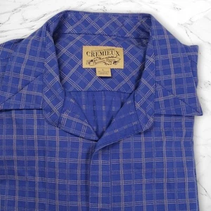 CREMIEUX Premium Denim Men's Shirt Size L Button Up Long Sleeve Blue Plaid - Picture 1 of 8