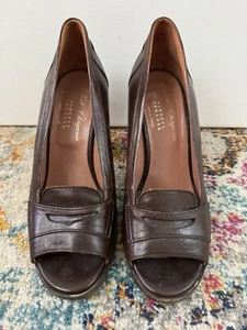 Zapatos de salón ROBERT CLERGERIE para mujer de cuero marrón punta abierta "Penny Mocasín" talla 7,5 - Imagen 1 de 9