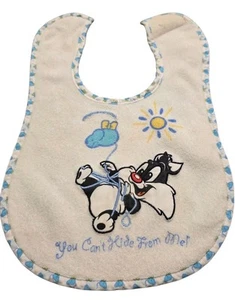 Baby Looney Tunes Embroidered Bib Sylvester "You Can't Hide From Me!" Mouse 🐭🐁 - Picture 1 of 12
