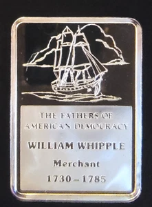 Fathers Of American Democracy William Whipple Vintage TONED - 0,999 Silber 1 Oz Kunstbarren - Bild 1 von 5
