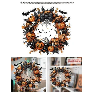 Halloween Pumpkin 2D Flat Acrylic Pendant Window Pendant Decorative Decoration - Picture 1 of 4