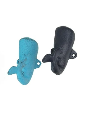 铸铁航海蓝鲸壁钩装饰外套架钥匙架 2 件套 — 第 1/2 张图片