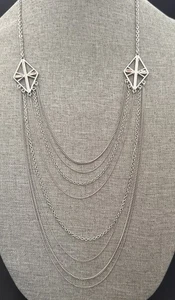 HALSKETTE EXPRESS silberfarben geschichtet 8 verschiedene Stilketten, ca. 26 cm - Bild 1 von 5