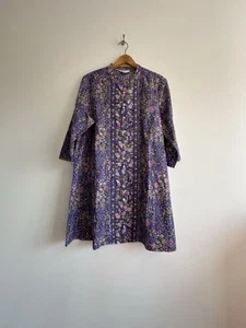 April Cornell Victorian Blooms Tunic Size XL Lilac Green Floral & Bird Button Up - Picture 1 of 9