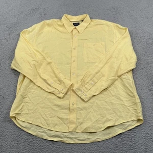 Indigo Palms Linen Shirt Mens 2XL Yellow Button Up Long Sleeve Pocket Casual - Picture 1 of 10